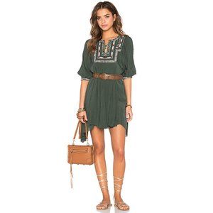 Tularosa Lennon Dress in Olive | Revolve Green Embroidered Boho Dress